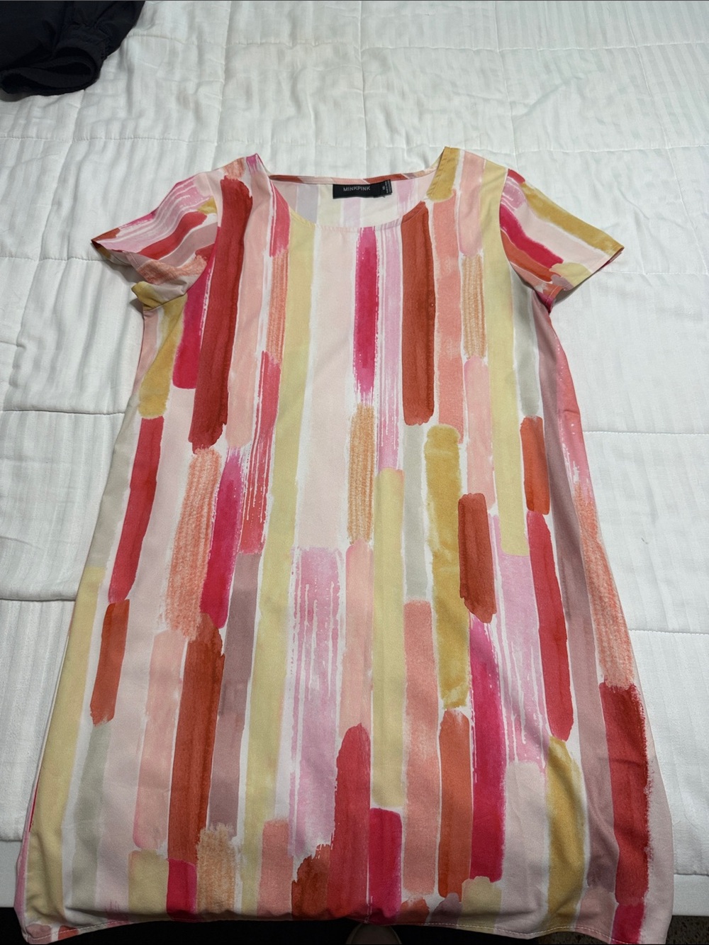 MINKPINK Multi-Color Brushstroke Stripe Shift Dress